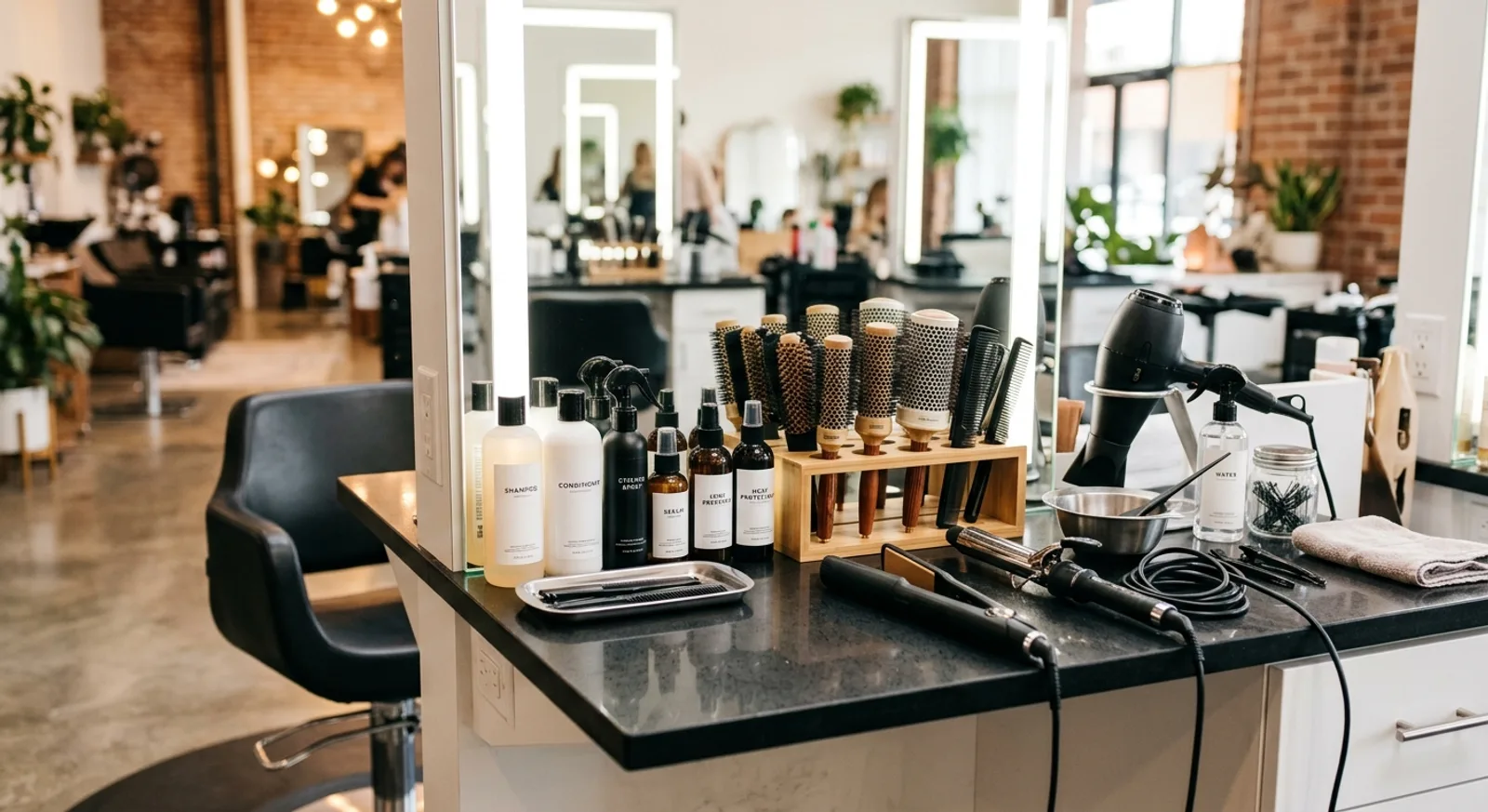 Styling-Platz mit Produkten