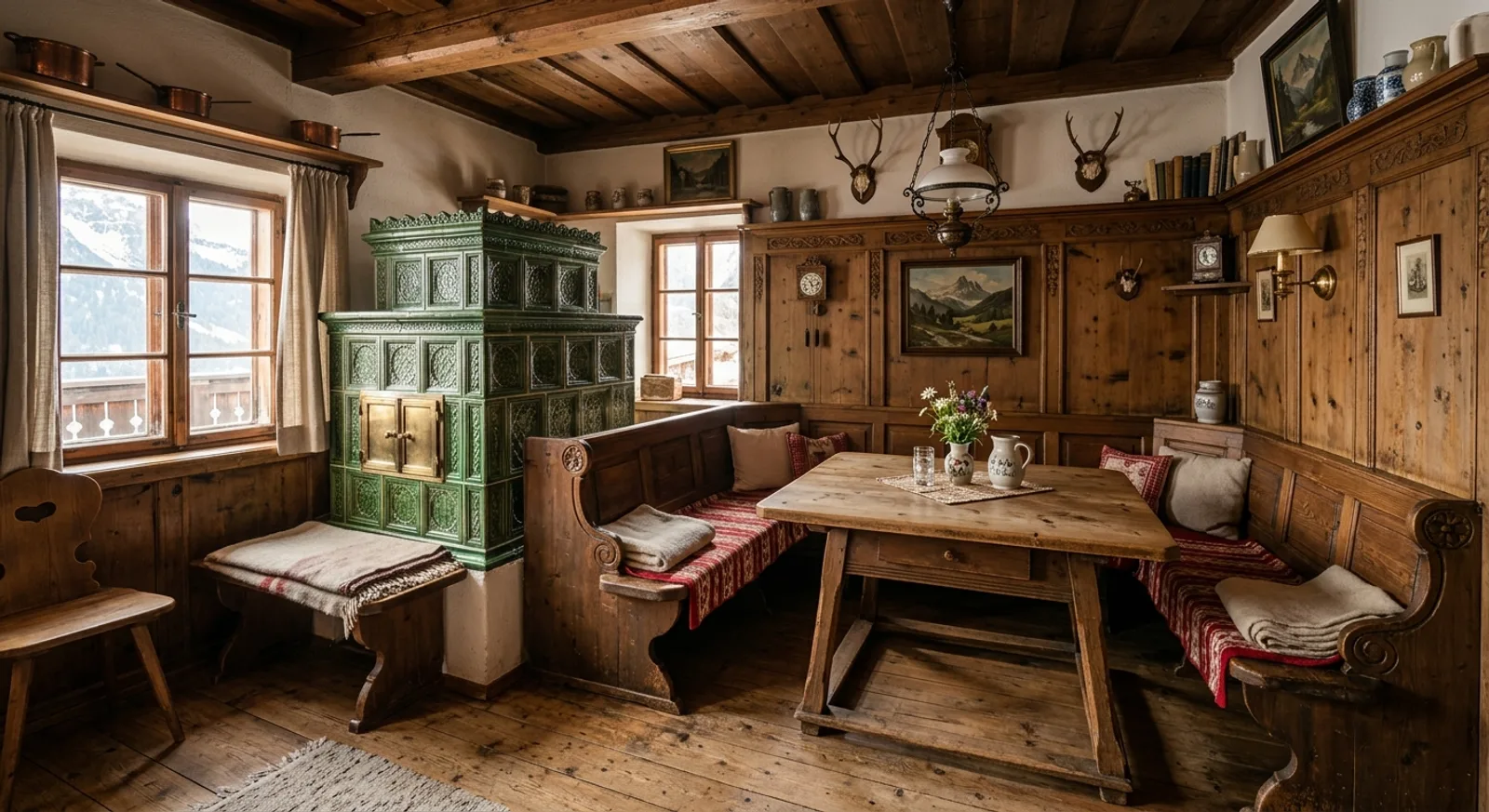 Gemütliche Stube mit Kachelofen