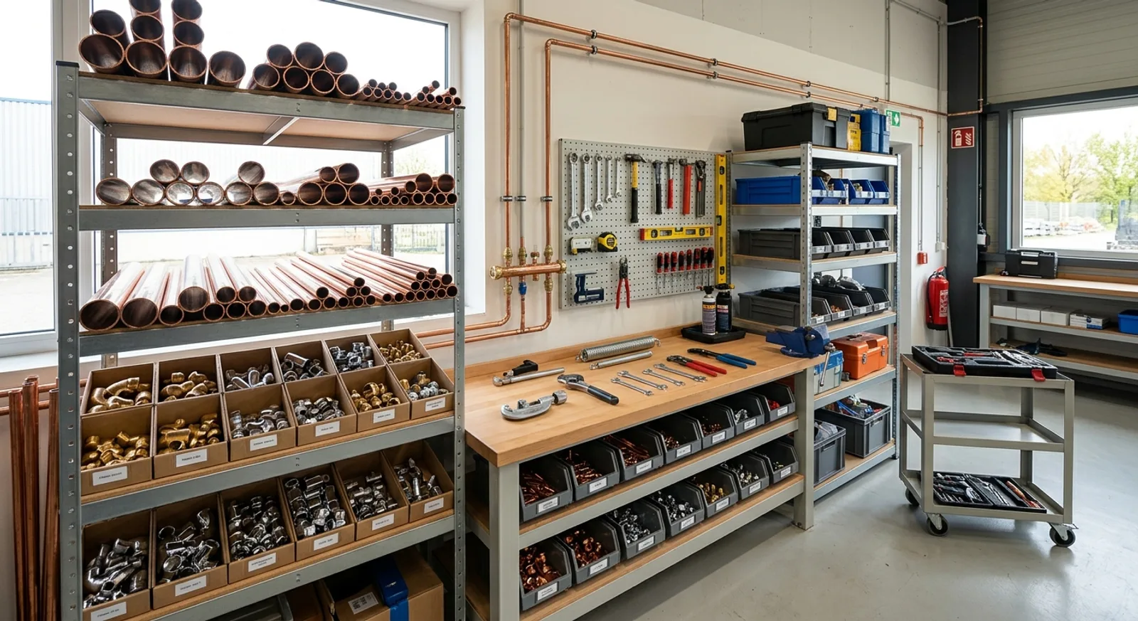 Aufgeräumte Installateur-Werkstatt